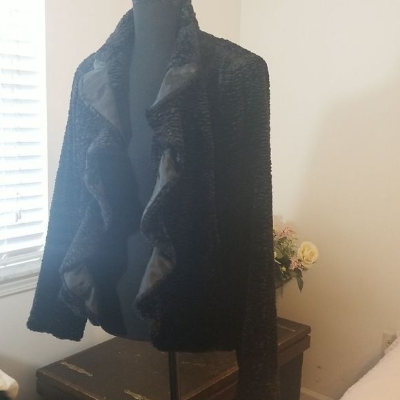 Alpine Studio Jackets & Blazers - Alpine Studio Black Ruffled Faux Fur Jacket